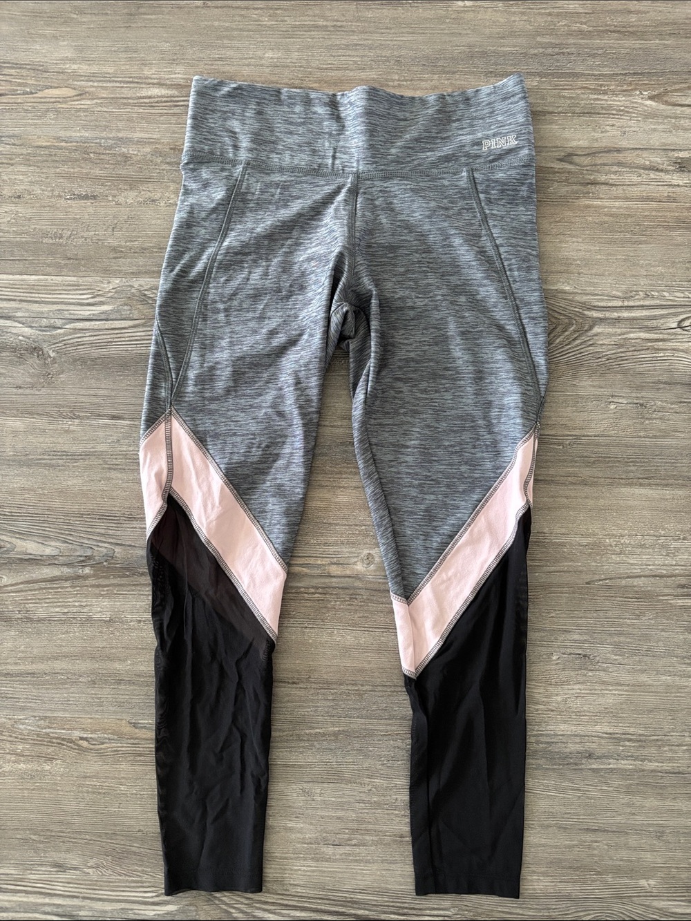 PINK Victoria's Secret Gray, Pink & Black Girls' Colorblock Leggings